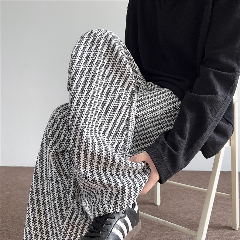 V200-P50褶皱鱼骨纹裤子秋冬季加绒加厚直筒休闲裤宽松运动卫裤，男装休闲裤，星座911-1