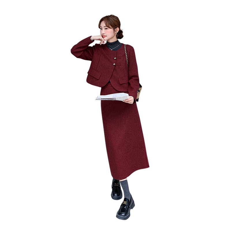 2025冬季时尚套装毛呢两件套女装女士精品套装工作制服,女装套装/套裙,欧黛芙妮