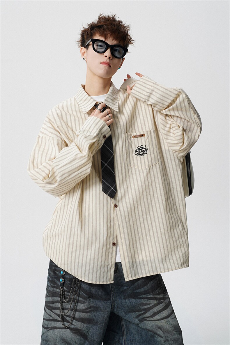 现货CS1163-特P53新款百搭条纹大码男衬衫,男装衬衫,电商A059