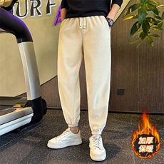 精神小伙冬季男士加绒加厚纯色休闲裤束脚直筒长裤男C208-6789，男装卫衣，电商C208