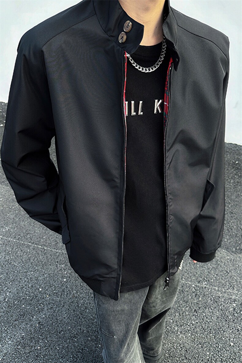8XL-M美式复古棒球服外套男特大码潮牌双拉链立领夹克衫JK005P85,男装夹克,电商B312