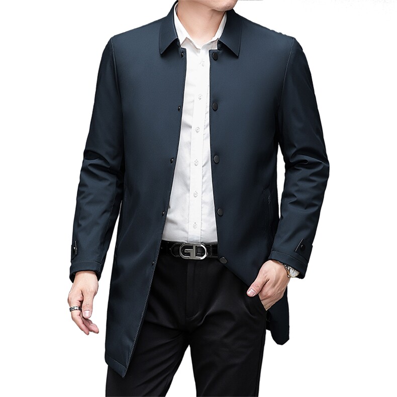 DZ62299钱塘2020-3秋冬季新款时尚休闲简约长款中年男士风衣P200,男装风衣,钱塘207-3