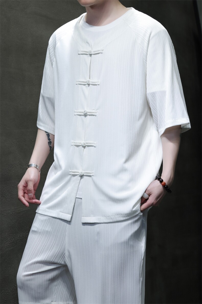 2025夏季新款风男装汉服盘扣新中式开衫唐装竖纹衬衫C101-P45,男装衬衫,电商B277(原6028)