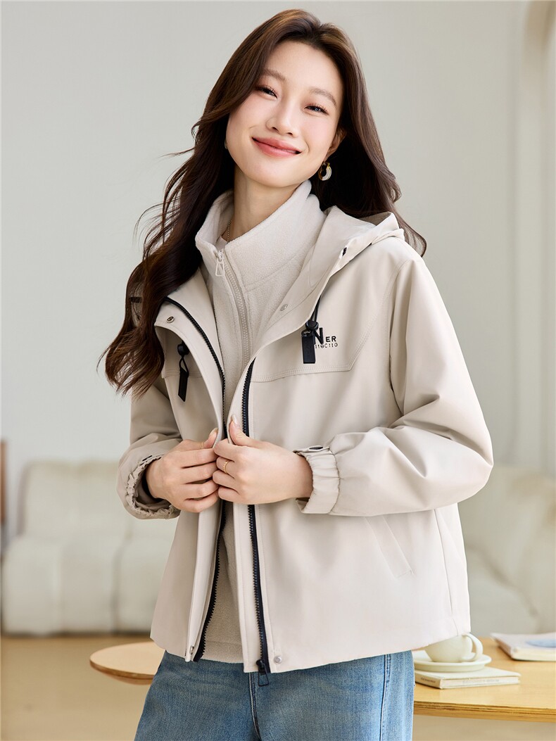 2026年春季派克服可拆卸两件套摇粒绒内胆外套冲锋衣,女装派克服,简韵佳