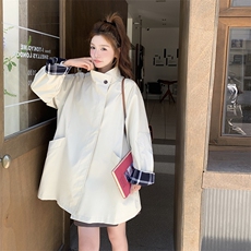英伦风浅卡其色风衣外套女2025早秋新款高级小众巨好看中长款大衣，女装短外套，2C129