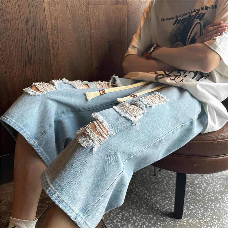 D2040-p45-控68现货风宽松cleanfit牛仔裤七分裤黑暗,男装牛仔裤,星座116
