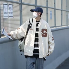 美式复古棒球服棉服外套男春秋季新款飞行员嘻哈潮牌宽松立领夹克，男装夹克，星座1210-1