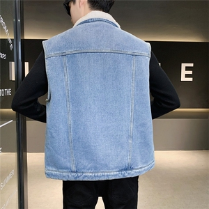 MJ256J-68-限价98 M-5XL 牛仔马夹大码加绒羊羔绒工装ins图片
