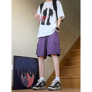 夏季美式高街冰丝hiphop运动五分工装裤短裤货号DK2428P38图片