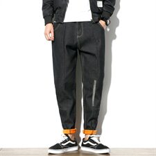 2019冬季新白墙风男日系线条加绒刺绣纯色牛仔裤大码K0981-P60，男装牛仔裤，电商A001