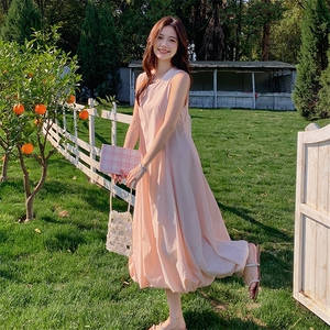 韩版时尚泡芙双层花苞无袖背心裙2025新款小个子甜美减龄连衣裙图片