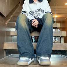 美式高街牛仔裤韩版潮流百搭2024秋冬新款ins宽松长裤RK1002-P45，男装牛仔裤，星座412-2