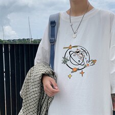 YT26142-P30亚短袖t恤男大码五分袖男宽松七分袖港风模特，男装T恤，电商A040