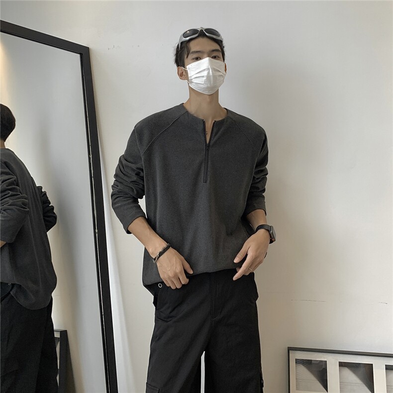 特批亨利领秋冬季德绒宽松长袖T恤冬装打底衫男女款S354-P38,男装T恤,电商A233-1