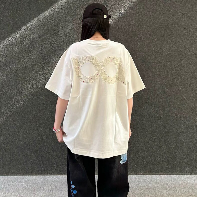 万针全刺绣工艺抖音得物高品质260克重磅纯棉双纱美式高街短袖T恤,男装T恤,电商A486-1