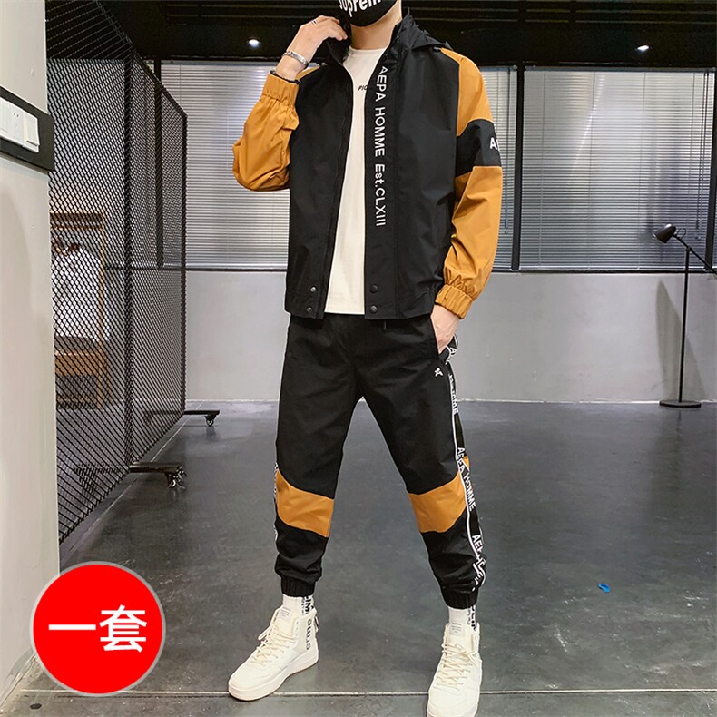 春季新款运动套装男休闲裤外套连帽夹克两件套CYTZ17,男装休闲套装,电商A128