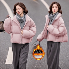 短款羽绒服女2025冬季新款时尚立领落肩袖小个子休闲白鸭绒外套，女装羽绒服，流量+