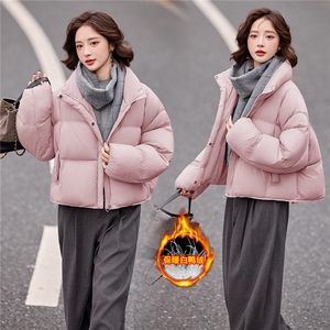 短款羽绒服女2025冬季新款时尚立领落肩袖小个子休闲白鸭绒外套图片