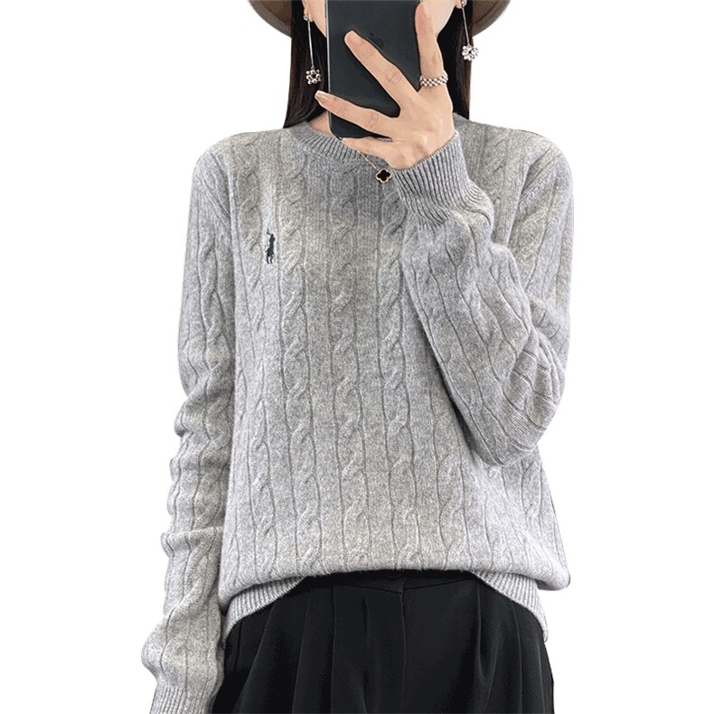 2024秋冬新款羊毛女士圆领扭花羊毛衫,女装羊毛衫,润辉羊绒