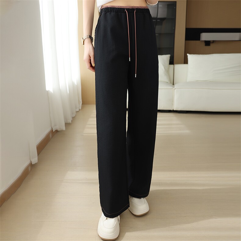 春夏新款女装显瘦遮肉直筒裤子高腰遮胯休闲裤，女装休闲裤，鹏源羊绒