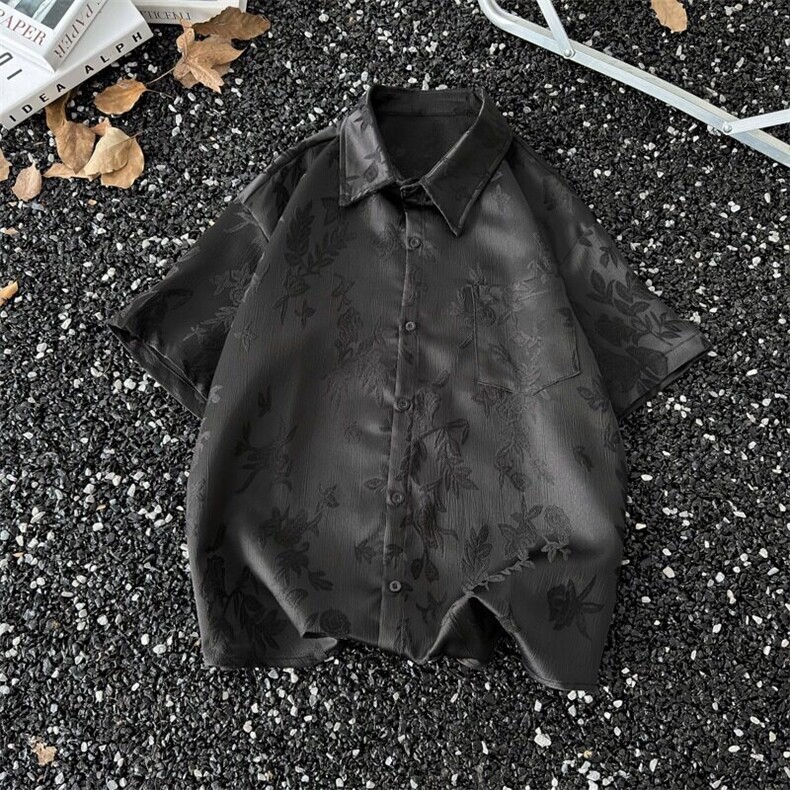 【有货】DCK16-P38潮新中式短袖衬衫男夏季痞帅半袖冰丝衬衣潮,男装T恤,星座603-2