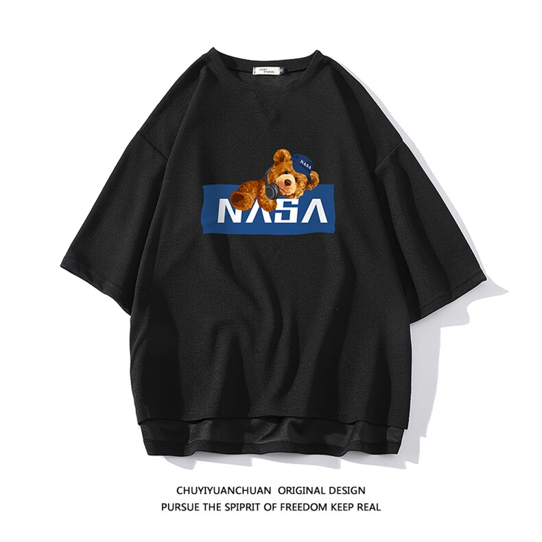 NASA春夏季七分袖t恤男大码五分袖男短袖中袖白底Q11247-P30,男装T恤,电商A040A
