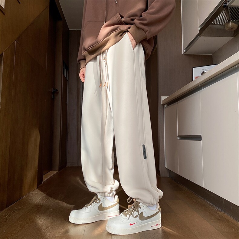 加绒加厚休闲运动卫裤男美式针织束脚裤子715-6-BX03P55（控78）,男装休闲裤,星座715-6