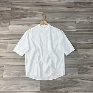 褶皱衬衫男新中式立领夏季麻布休闲外套棉麻衬衫65024-P58图片
