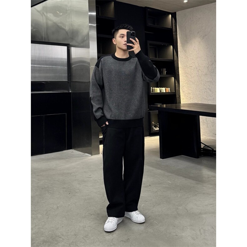 撞色拼接保暖毛衣男高级感加厚针织衫MY0919-P60,男装针织衫/毛衣,星座308B-2