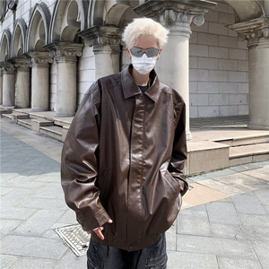 GC6360-P65 美式街头2026秋季新款潮牌复古机车服宽松男皮衣外套图片