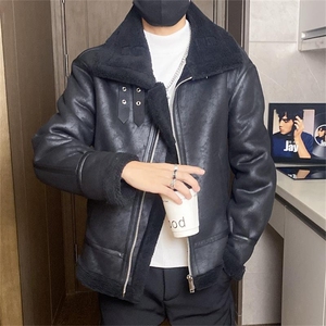68801-P208美式皮毛一体休闲翻领男士加绒加厚冬季宽松外套图片