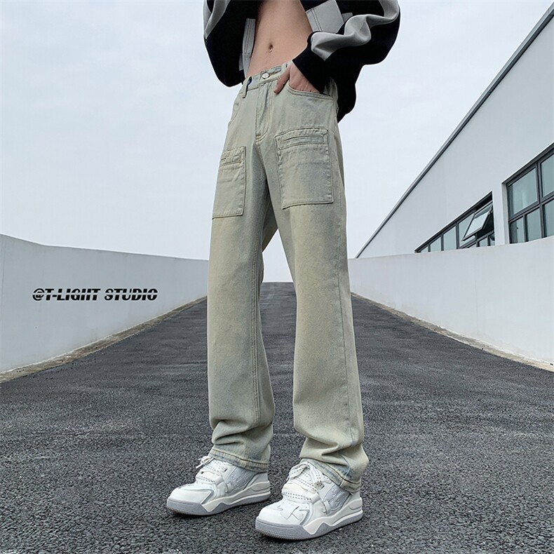 B221 美式ins高街暗黑小众多口袋直筒牛仔裤子 LK23049-P60 控78图片