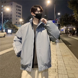 情侣装冬装 港风条纹织带棉服 棉衣休闲加厚外套男女 G1107 P118图片