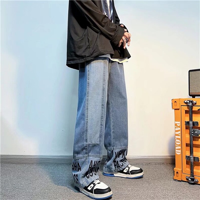 牛仔裤男ins潮牌宽松日系大码直筒裤T270P45,男装牛仔裤,星座1116-2