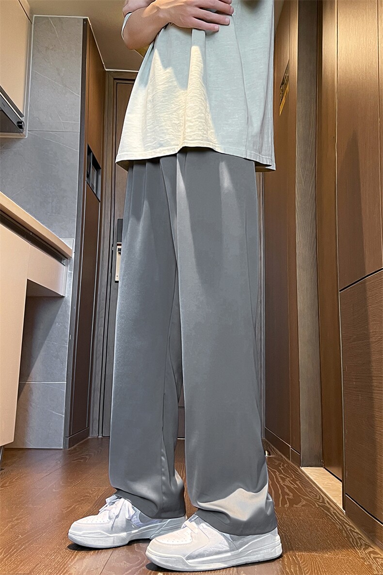 8XL-M特大码冰丝裤醋酸阔腿裤男缎面高腰垂感防晒凉凉裤K979P45,男装防晒衣,电商D206-1