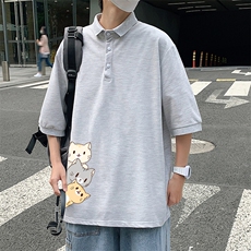 PL57164-P35翻领短袖polo衫男大码胖子半袖t恤男有领保罗衫模特，男装Polo衫，电商A040