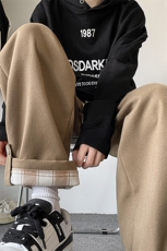 加绒毛呢裤男直筒垂感阔腿特大码胖子休闲裤K906P55控78，男装休闲裤，电商D206-1