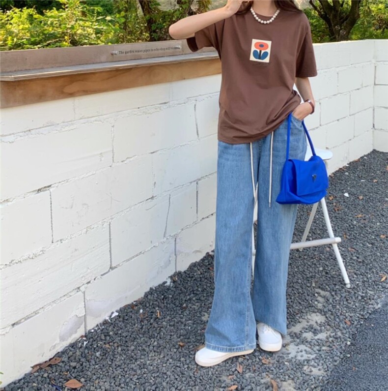 夏季印花植绒T恤，女装T恤，简蔻