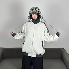 抖音得物高品质26春装美式高街重磅结构拼接织带立领卫衣外套CM42，女装短外套，电商A486