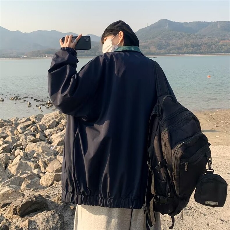 炸街痞帅外套精神男春季新款港风ins韩版潮流纯色夹克男JY808-P55,男装夹克,星座1008