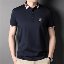 2023夏季新款中年男装时尚休闲潮流翻领百搭宽松短袖T恤男士上衣，男装T恤，电商B212（原钱塘6029）