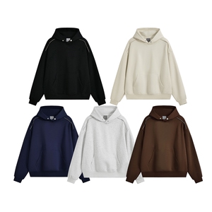 重磅全棉无帽绳450克拉链连帽卫衣硬挺短宽套头外套男 RH5307-P50图片