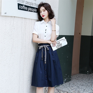 衬衫连衣裙两件套女夏季2025新款小个子显高显瘦高级感御姐套装裙图片