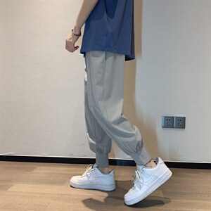 夏季新款港风冰丝清爽宽松休闲裤男2026-特批20，男装休闲裤，星座718-1