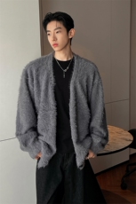 毛绒柔软舒适简约开衫毛衣巴黎街头时尚高级感潮搭上衣HY839TP60，男装针织衫/毛衣，电商A102B