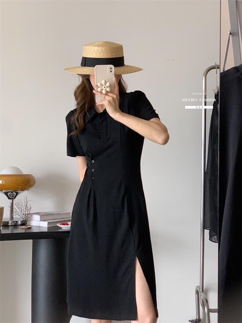 香丽迪2022年夏季新款拼接连衣裙女针织短袖圆领修身高腰,女装连衣裙,香丽迪1