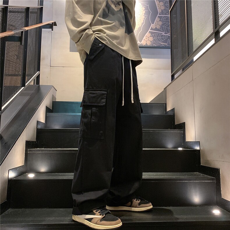 潮流宽松大码情侣垂感梭织工装长裤K8410-P50【特价】图片