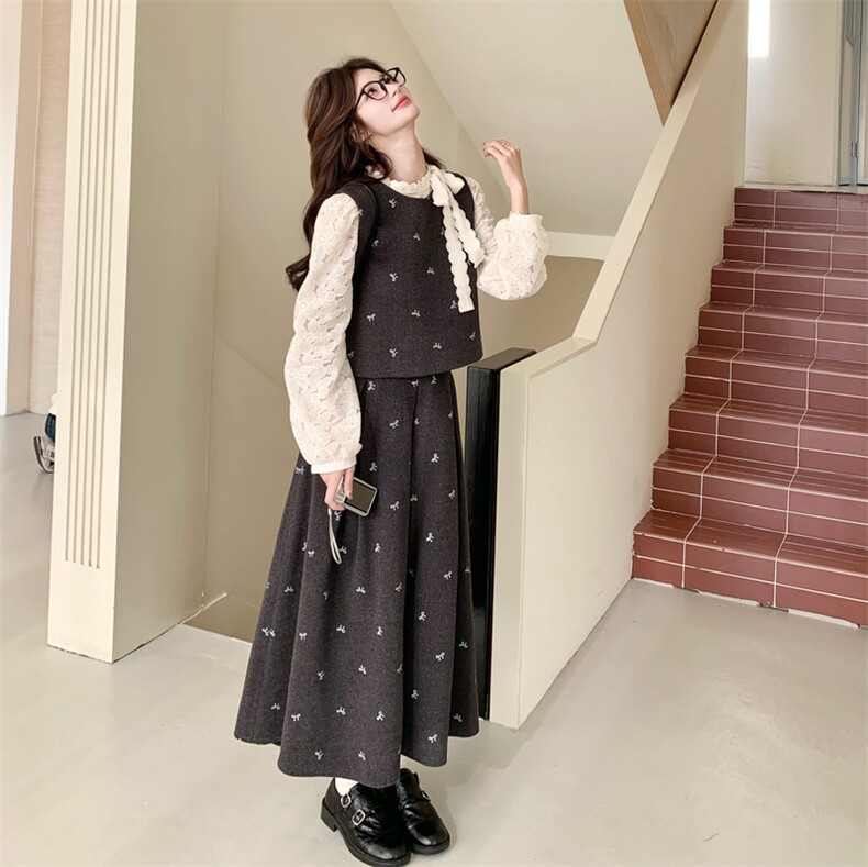 出货春装蕾丝衬衫＋重工绣花套装3件套2c198-6819-P205-K308,女装套装/套裙,2C198