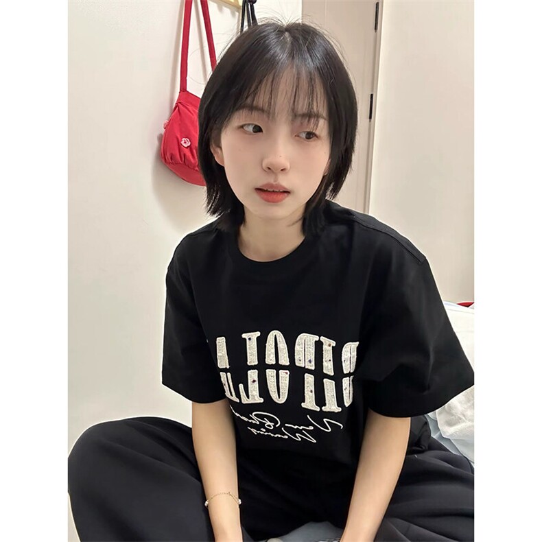 万针全刺绣工艺抖音得物高品质260克重磅纯棉双纱美式高街短袖T恤,男装T恤,电商A486