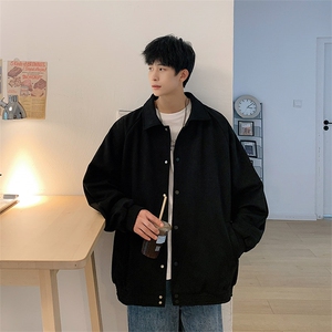 中性风麂皮绒立领夹克男宽松落肩纯色上衣外套JK721-P70图片